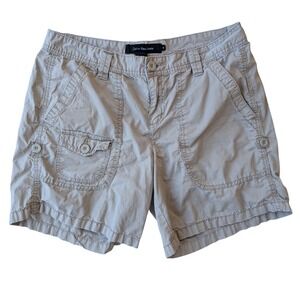 Calvin Klein Jeans Women Beige cotton Cargo Shorts Size 10 Utility Casual Summer